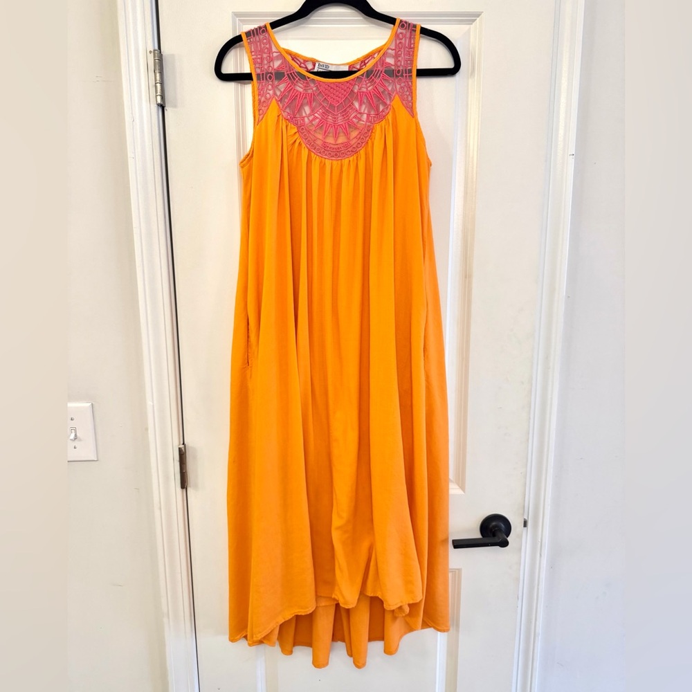 David Meister Orange Sleeveless Dress
